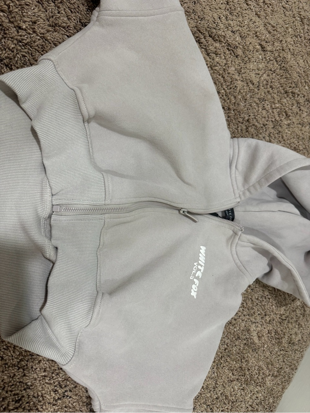White Fox Boutique Light Beige/Cream Zip-Up Hoodie
